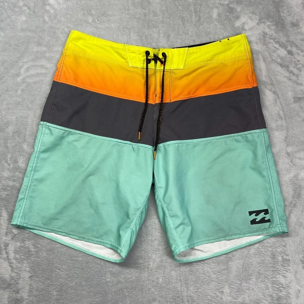 Billabong Shorts Men 33 Multi Colorblock Beach Wear Platinum X Summer Swim Trunk